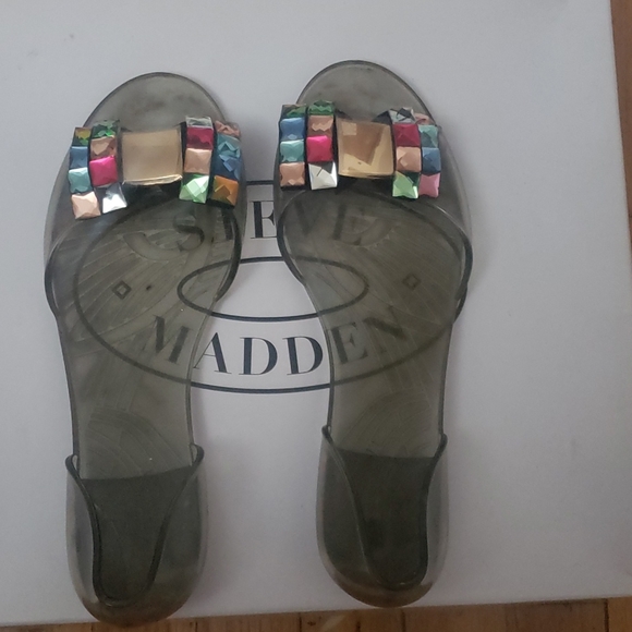 PWomen Rhinestone Sandals Flat Jelly Bow Casual Slip On Crystal Beach Summer - Picture 2 of 2